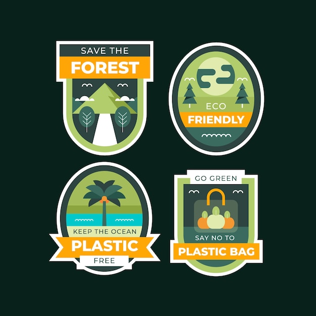 Flat design ecology badges