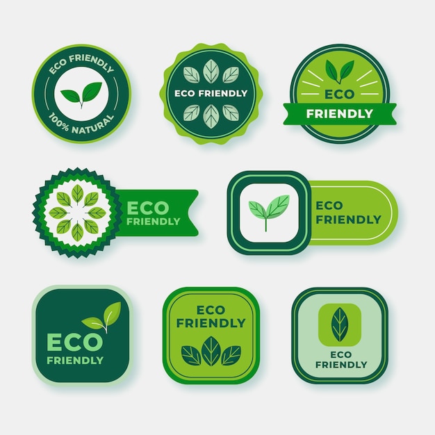 Flat design ecology friendly labels