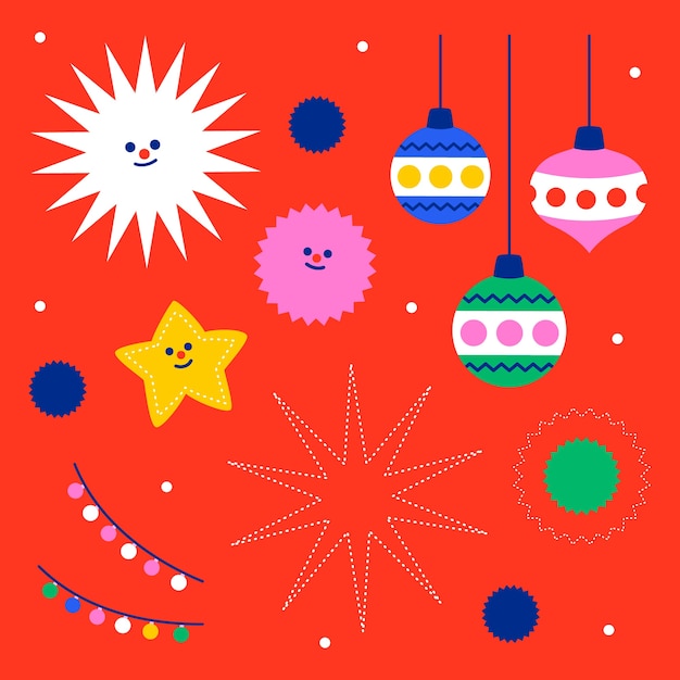 Flat design elements collection for christmas season celebration