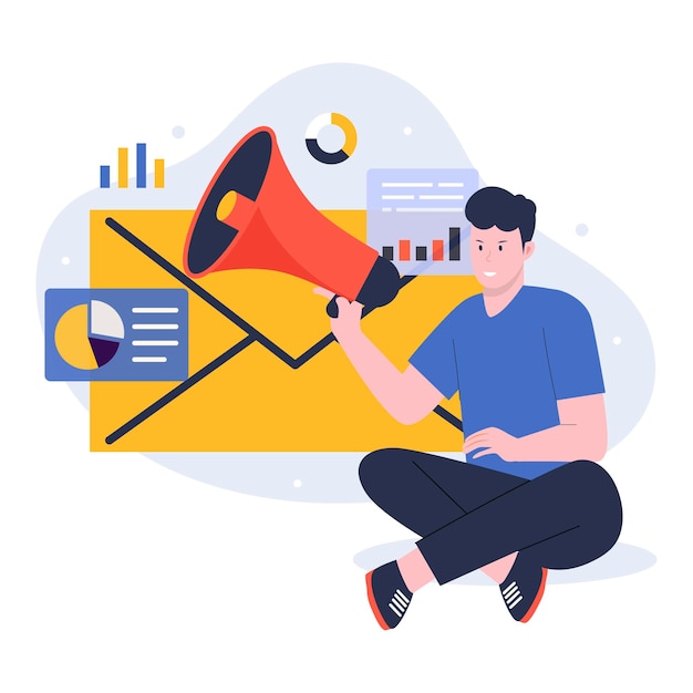 Flat design of email marketing strategy