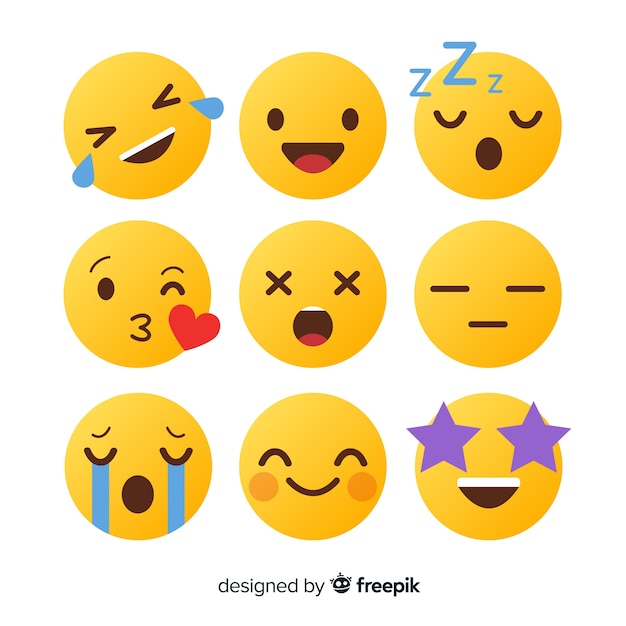 Flat design emoticon reaction collection