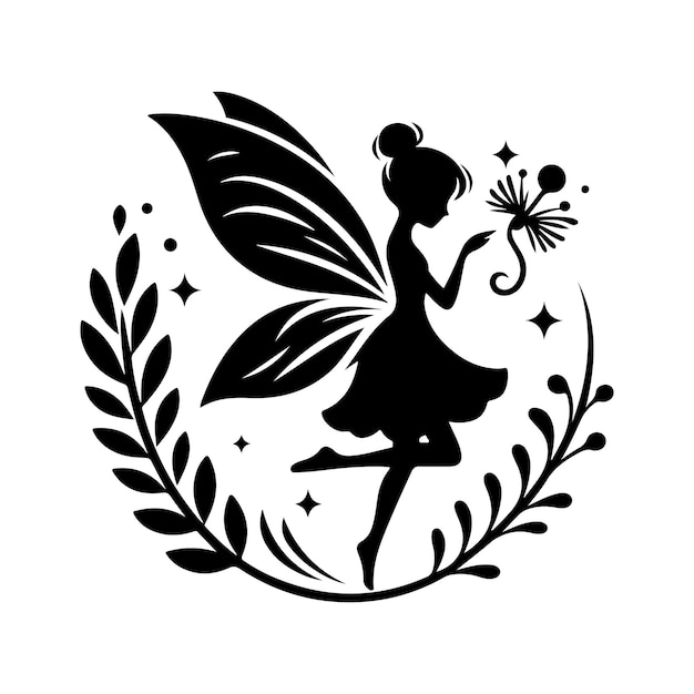 Flat design fairy silhouette vector art Illustration