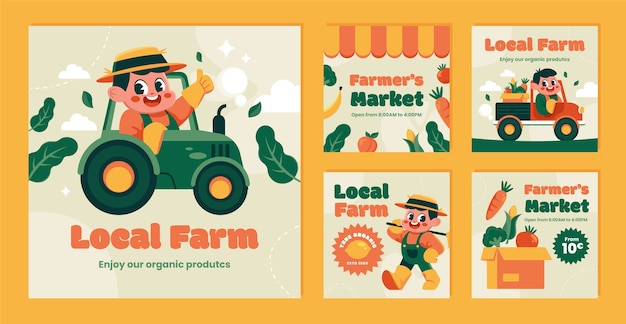 Flat design farm template design