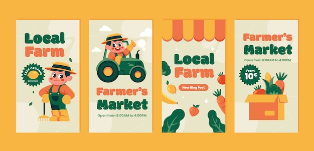 Flat design farm template design