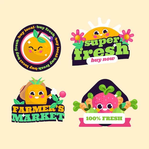 Flat design farmers market bagdes