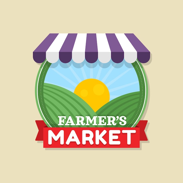 Flat design farmers market logo