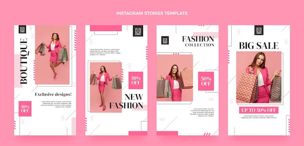 Flat design fashion boutique instagram stories