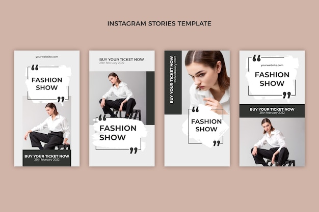 Flat design fashion show instagram stories template