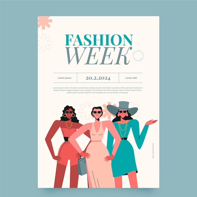 Flat design fashion week  poster template