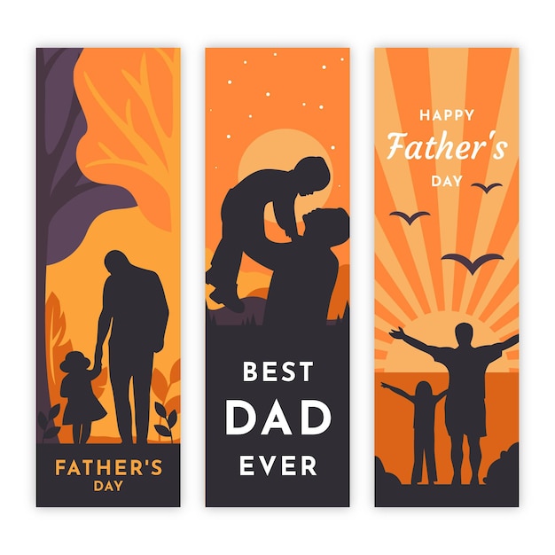 Flat design father's day banners set