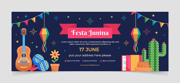 Flat design festas juninas facebook cover