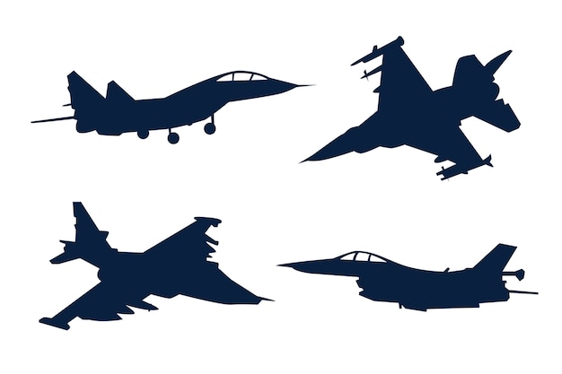 Flat design fighter jet silhouette