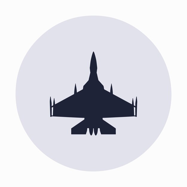 Vector flat design fighter jet silhouette