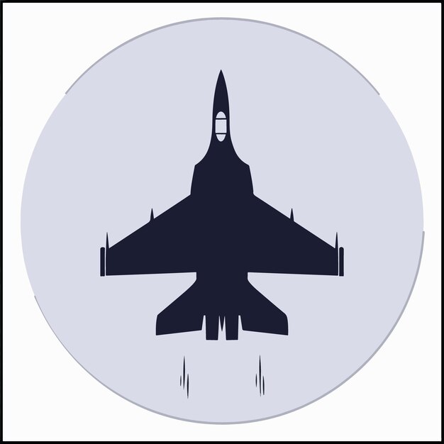 Vector flat design fighter jet silhouette