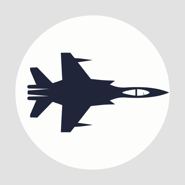 Vector flat design fighter jet silhouette