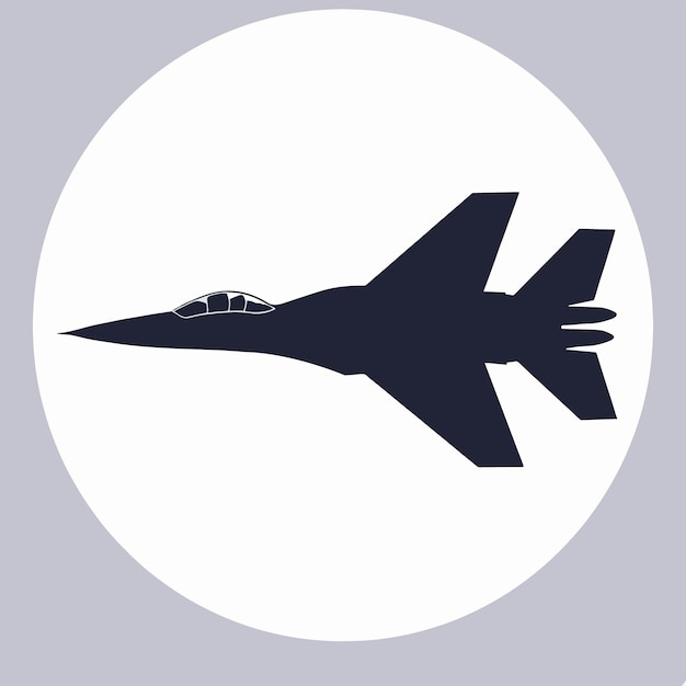 Vector flat design fighter jet silhouette