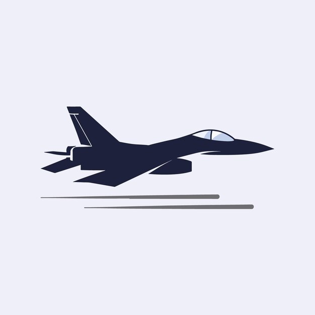 Vector flat design fighter jet silhouette