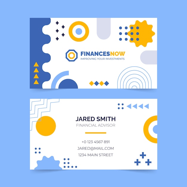 Vector flat design finances concept horizontal business card