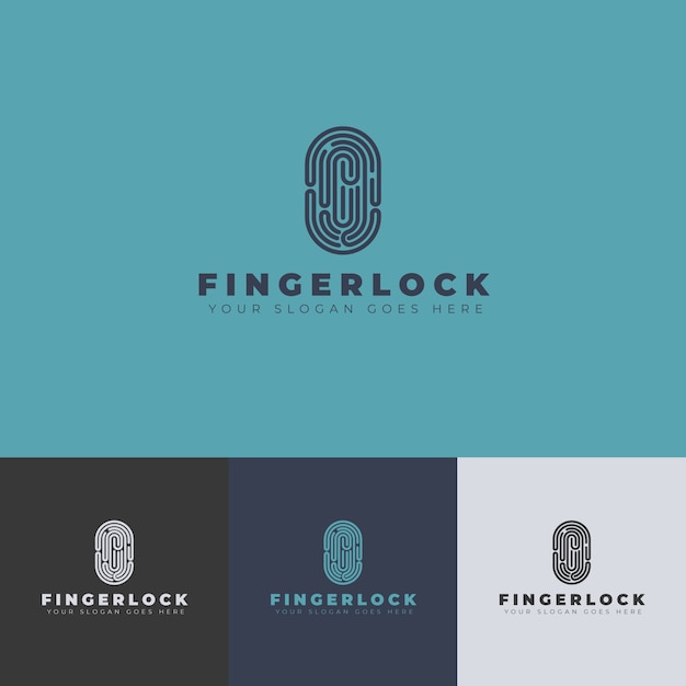 Flat design fingerprint logo design template