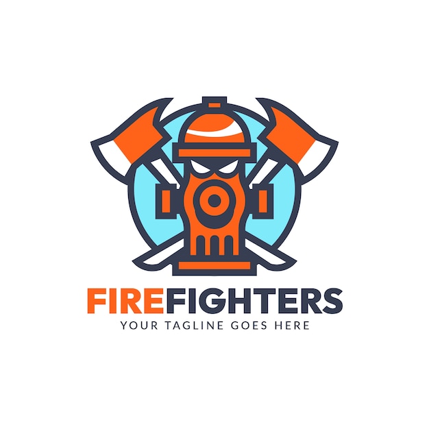 Flat design fire dept logo template