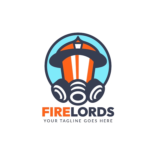 Flat design fire dept logo template