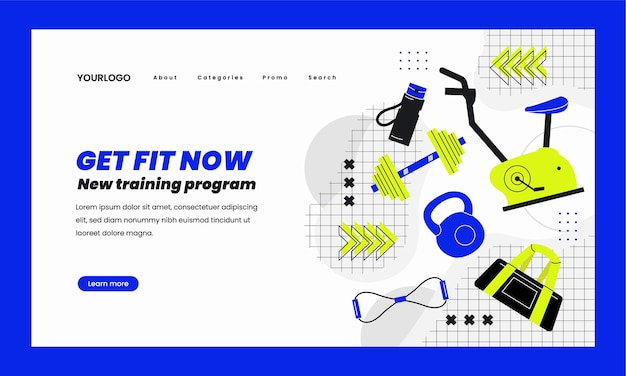 Vector flat design fitness center template