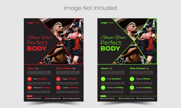 Vector flat design fitness and gym template