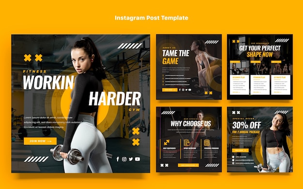 Flat design fitness instagram post