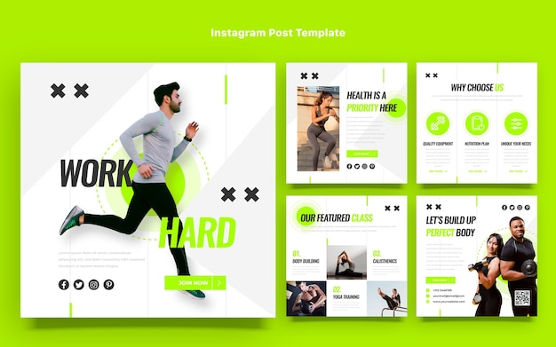 Vector flat design fitness instagram post