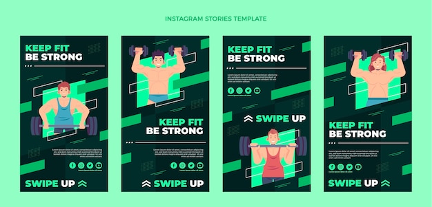 Flat design fitness instagram stories