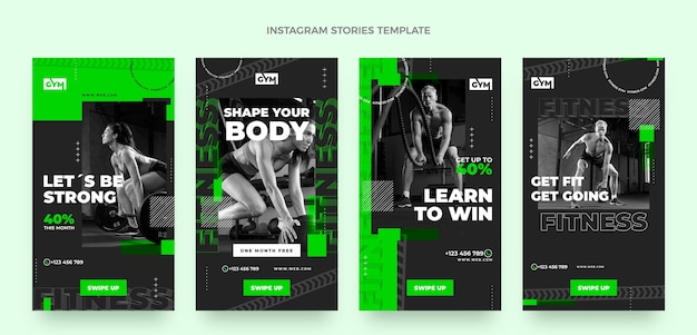 Flat design fitness instagram stories