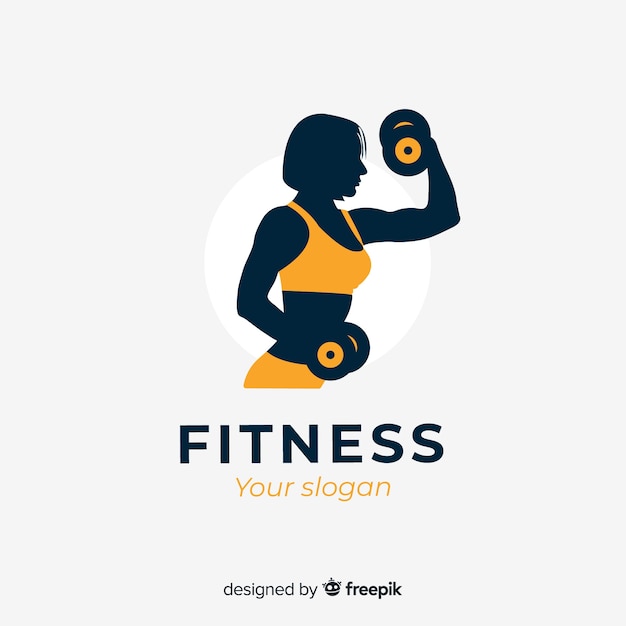 Flat design fitness logo template