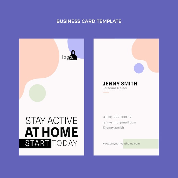 Flat design fitness vertical business card