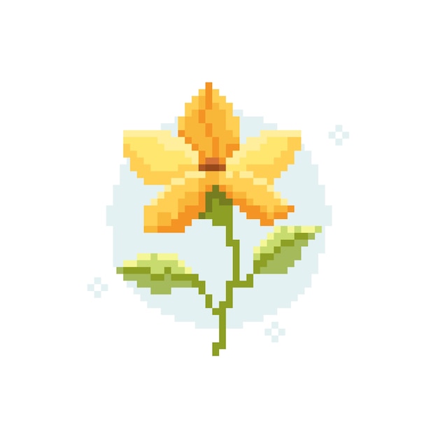 Flat design flower pixel art illustration