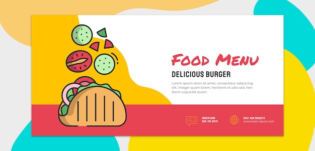 Flat design of food banner cover post