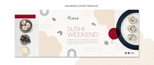 Flat design food facebook cover template