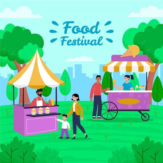 Flat design food festival illustration