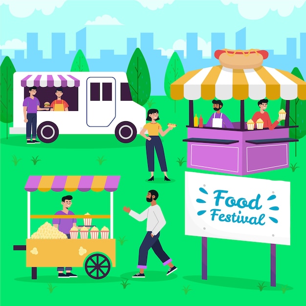 Flat design food festival illustration