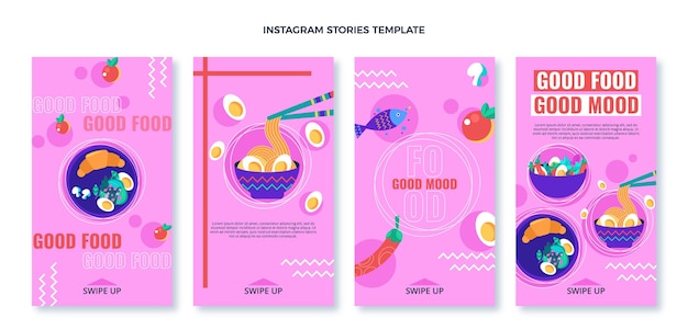 Flat design of food ig stories