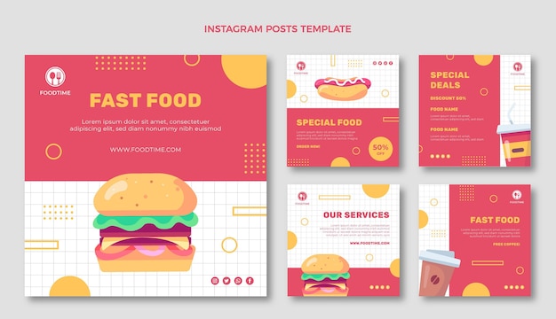 Flat design food instagram post