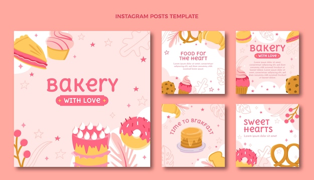 Flat design food instagram post