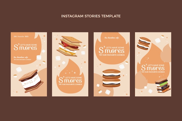 Flat design food instagram stories template