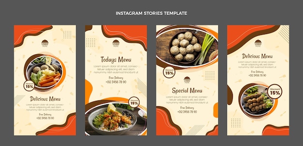 Flat design food instagram stories