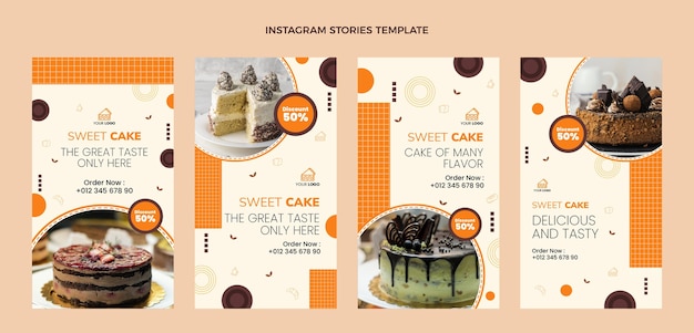 Flat design food instagram stories