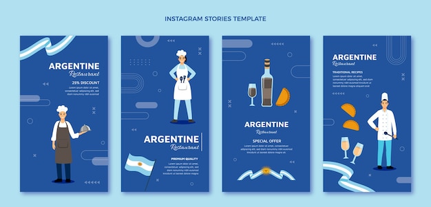 Flat design food instagram stories