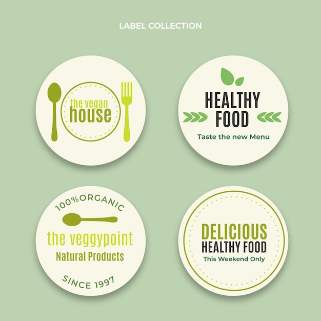 Flat design food label collection