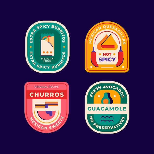 Flat design food label set