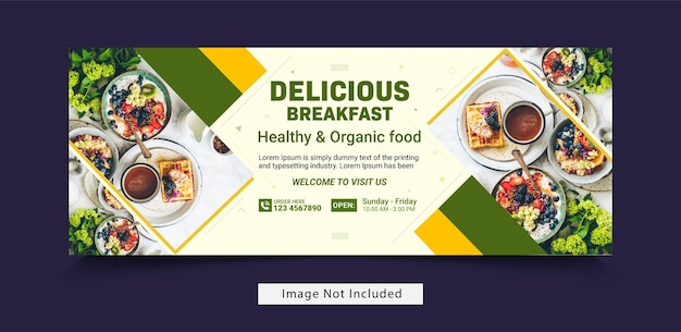 Flat design of food menu facebook cover and web banner