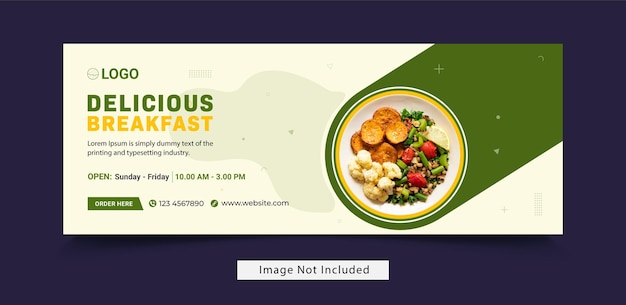 Flat design of food menu facebook cover and web banner