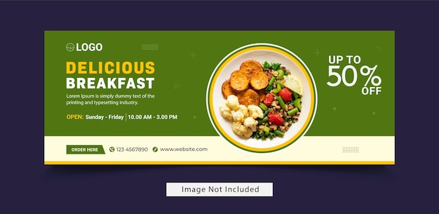 Flat design of food menu facebook cover and web banner